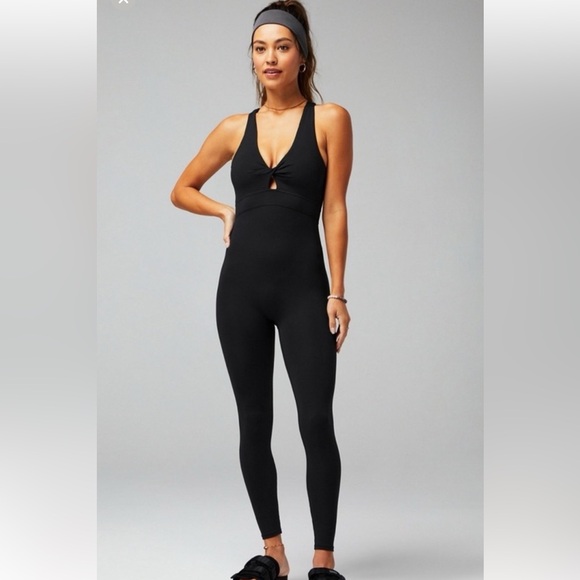 NWT Fabletics Black Twist Front Onesie Jumpsuit - Picture 1 of 4